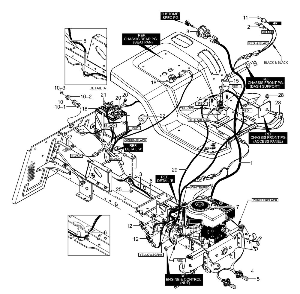 Electrical Assembly Diagram and Parts List for 40318X50C 2001 Briggs and Stratton Lawn Tractor